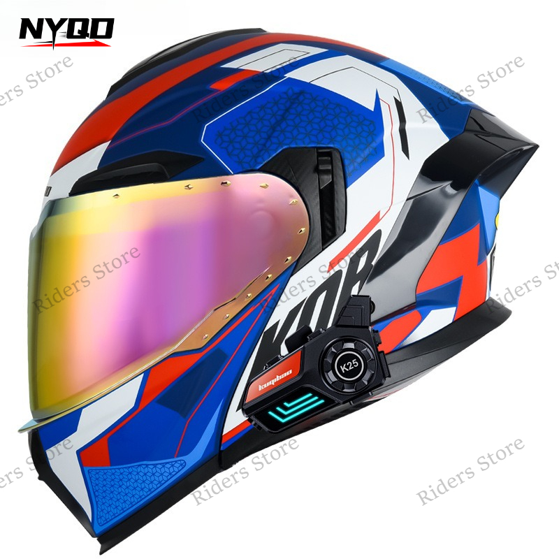 3C Certified Flip Up Motorcycl - Full Face Motorcycle Helmet With Bluetooth ulasan dan harga