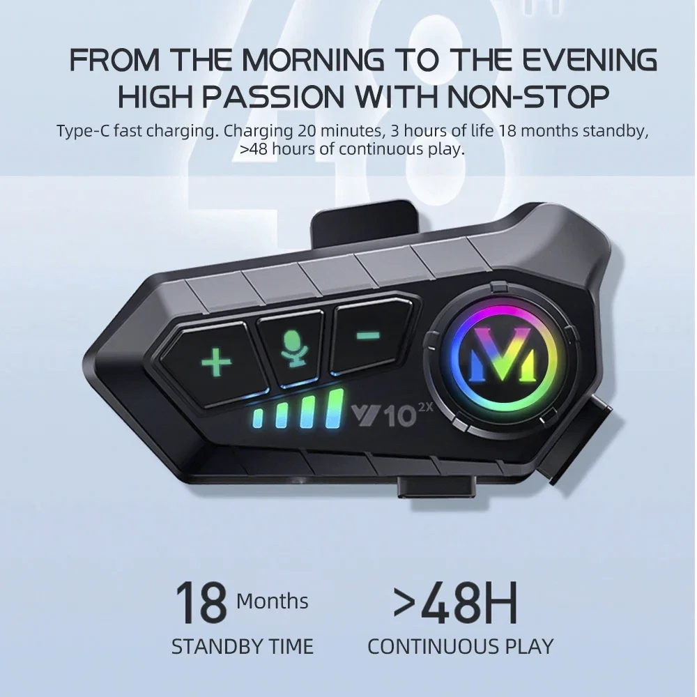 V10 2X Bluetooth Motorcycle He - Universal Motorcycle Helmet Intercom Headset ulasan dan harga
