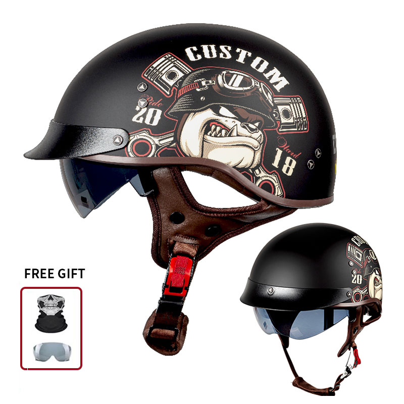 Vintage Half Open Face Motorcy - Vintage Open Face Retro Helmet ulasan dan harga