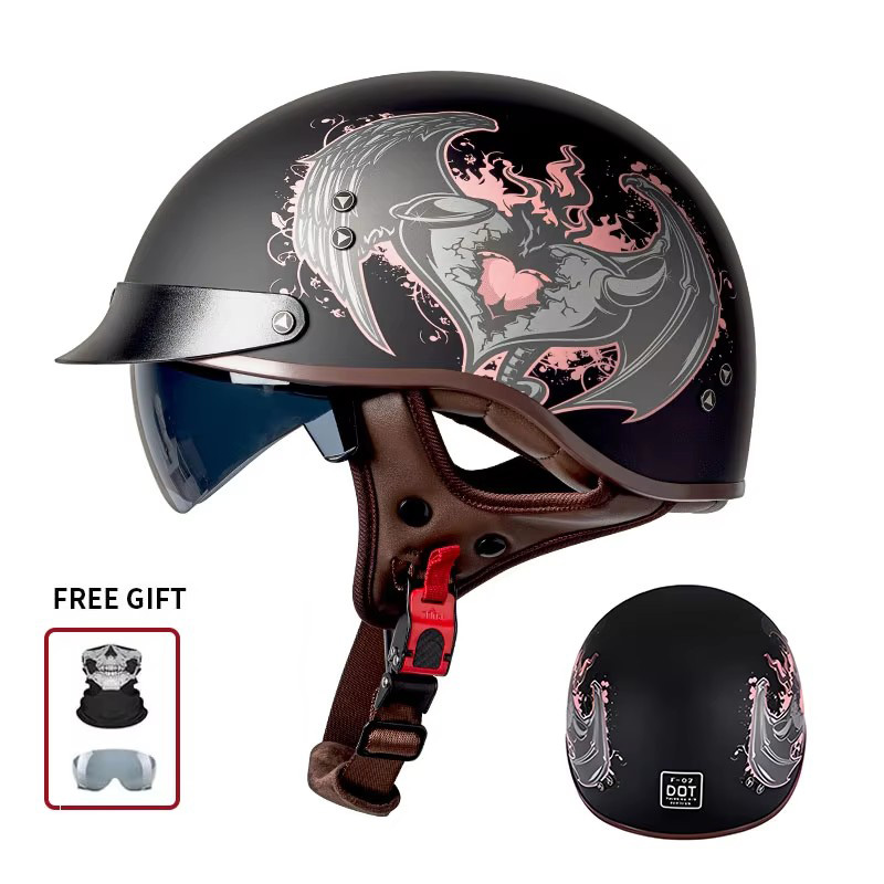 Vintage Half Open Face Motorcy - Vintage Open Face Retro Helmet ulasan dan harga
