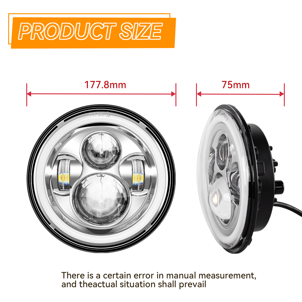 Universal 7' Round Head Light  - Universal Motorcycle Led Headlight Projector ulasan dan harga