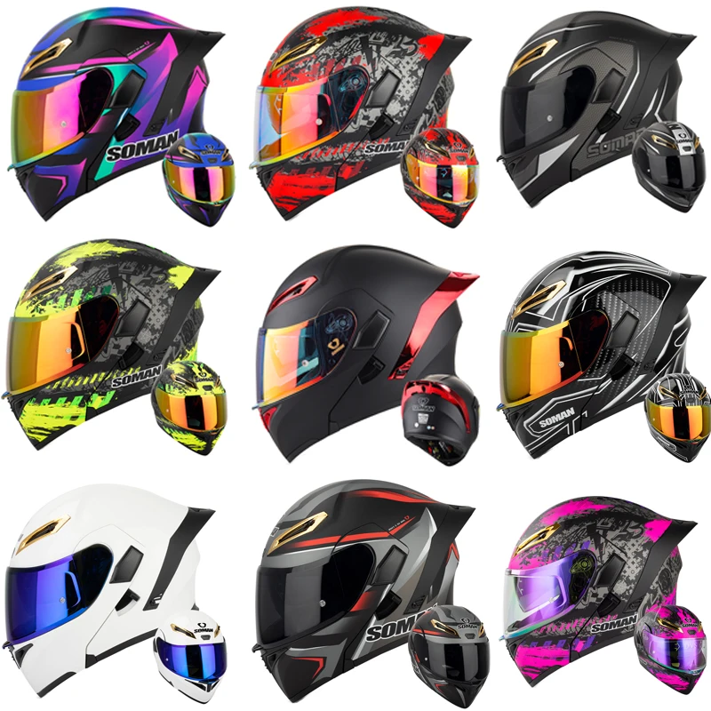SOMAN Full Face Helmet Dual Le - Dual Visor Motorcycle Racing Helmet ulasan dan harga