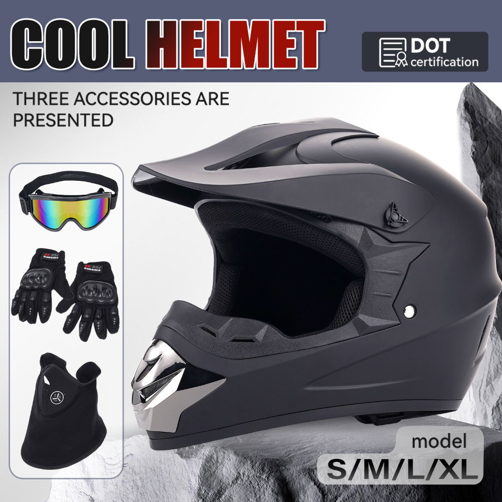 Off‑Road Motorcycle Helmet Fou - Off Road Motocross Helmet Goggles Set ulasan dan harga