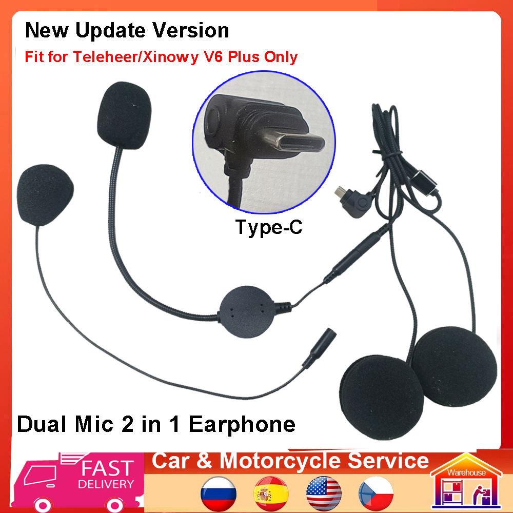 Type-C Earphone Speaker 2 in 1 - Universal Motorcycle Helmet Intercom Headset ulasan dan harga