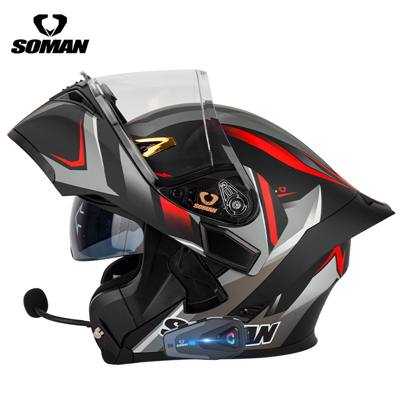SOMAN Flip Up Motorcycle Helme - Dual Visor Motorcycle Racing Helmet ulasan dan harga
