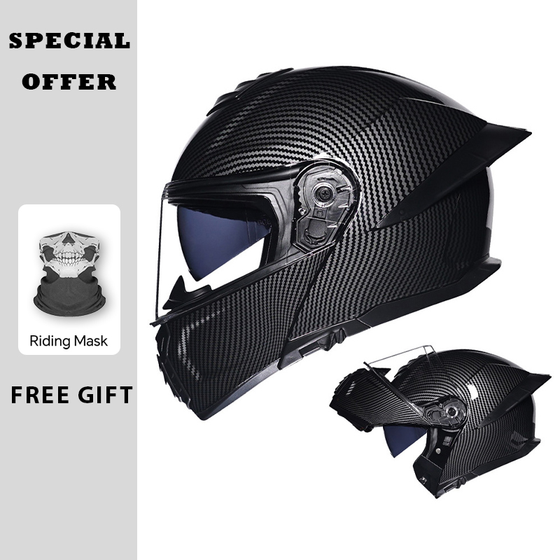 Motorcycle Flip Up Helmet Doub - Dual Visor Motorcycle Racing Helmet ulasan dan harga
