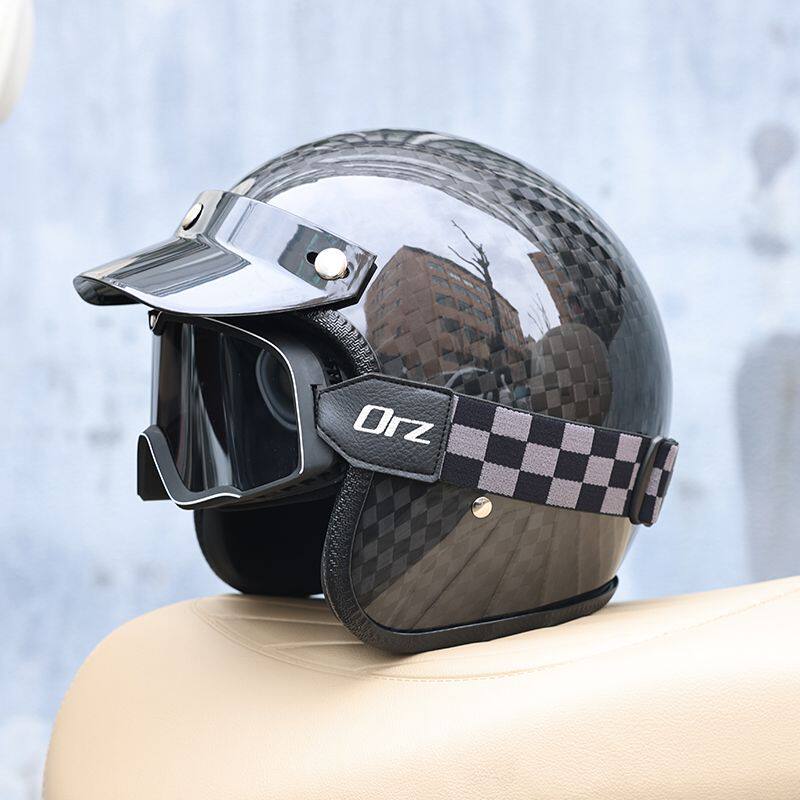 2026 Carbon Fiber Vintage Helm - Carbon Fiber Lightweight Motorcycle Helmet ulasan dan harga