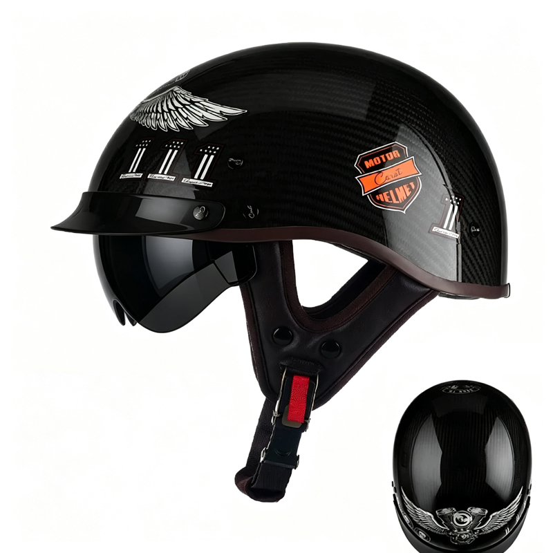 Carbon Fiber Motorcycle Half H - Carbon Fiber Lightweight Motorcycle Helmet ulasan dan harga
